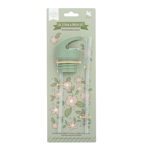 A Little Lovely Company Dop Rietje & Borstel Set: Bloesems - Saliegroen