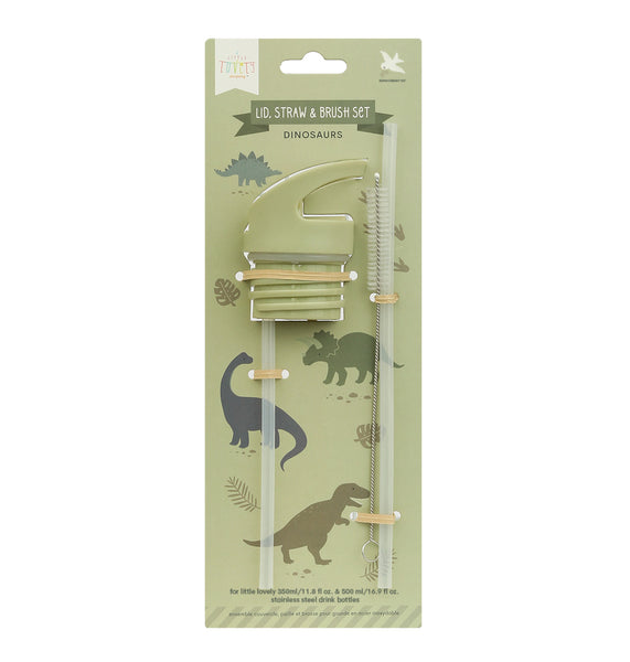 A Little Lovely Company Dop Rietje & Borstel Set: Dinosaurussen