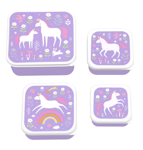 a little lovely company Lunch & snack box set: Unicorn Dreams