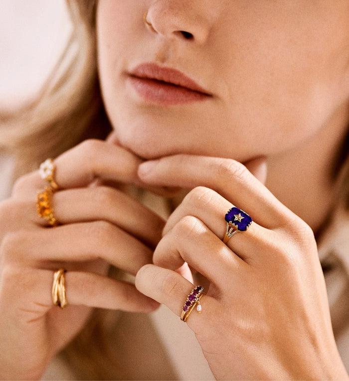 Anna Nina Anna Ring Amethyst 14K Yellow Gold