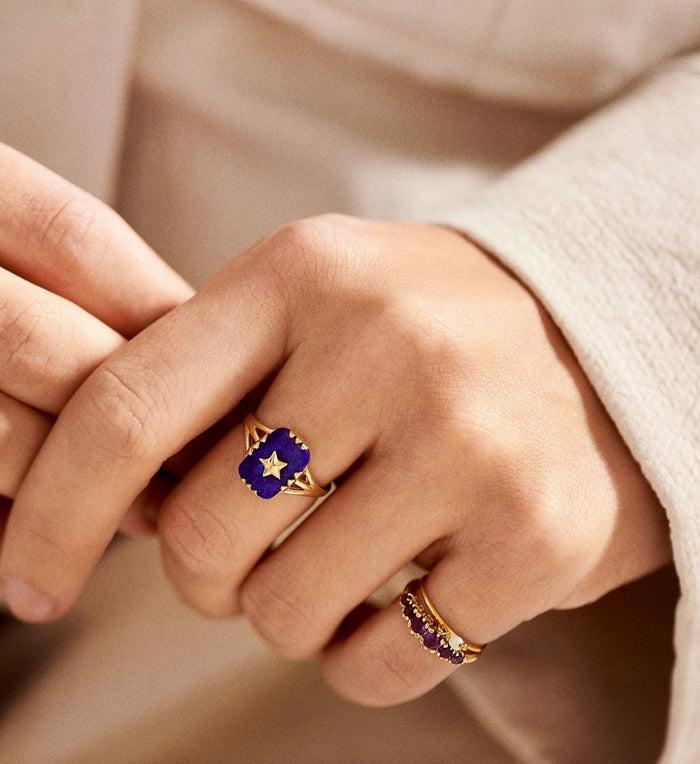 Anna Nina Anna Ring Amethyst 14K Yellow Gold