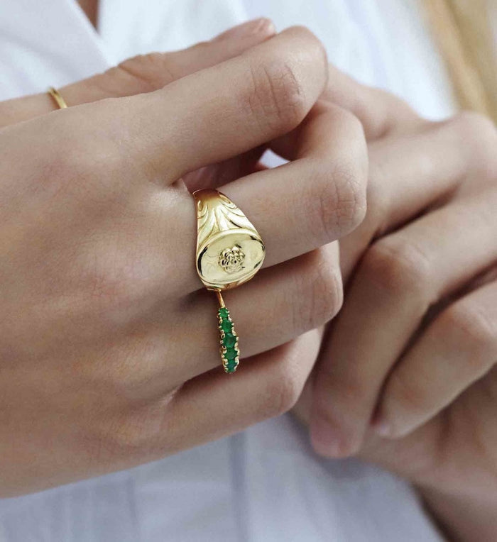 Anna Nina Anna Ring Emerald 14K Yellow Gold