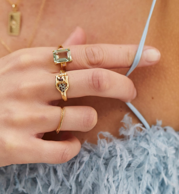 Anna Nina Antique Panther Ring 14K Yellow Gold