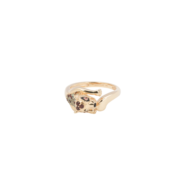 Anna Nina Antique Panther Ring 14K Yellow Gold