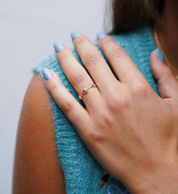 Anna Nina Arrowed Heart Ring 14K Yellow Gold
