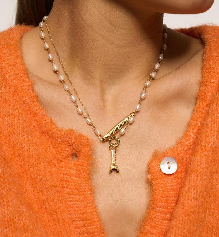 Anna Nina Baguette Necklace Gold Plated