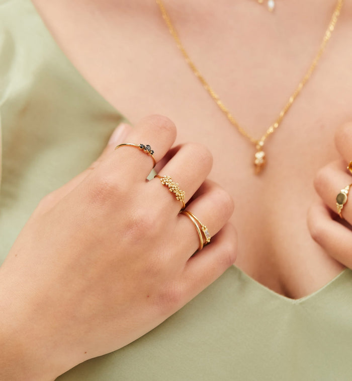 Anna Nina Baguette Ring Zirconia 14K Yellow Gold