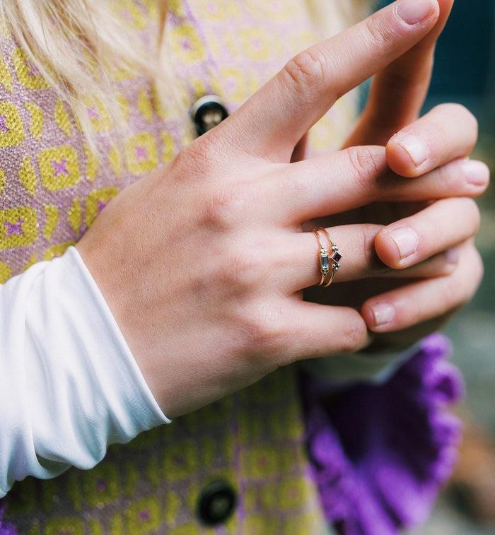 Anna Nina Baguette Ring Zirconia 14K Yellow Gold