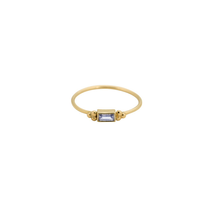 anna nina Baguette Ring Zirconia 14K Yellow Gold