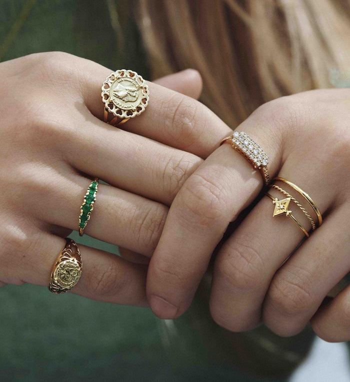 Anna Nina Betsy Pink Ring 14K Yellow Gold