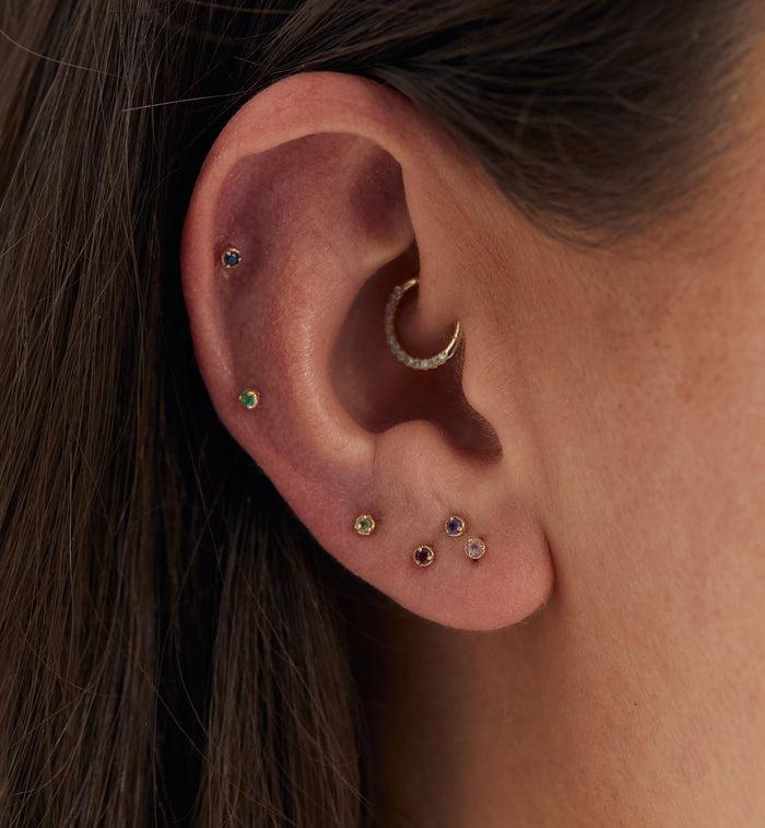 Anna Nina Birthstone Piercing Front 14K February