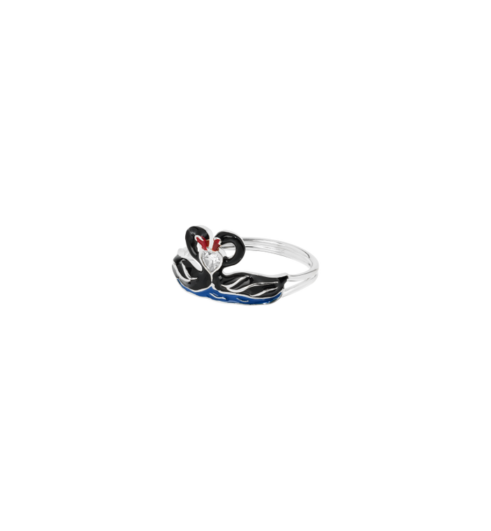 Anna Nina Black Swan Ring Silver