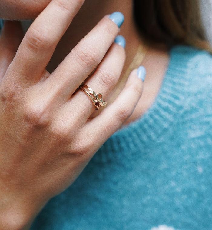 Anna Nina Burning Heart Ring 14K Yellow Gold