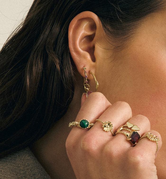 Anna Nina Charmed Serpent Hoop Earrings 9K