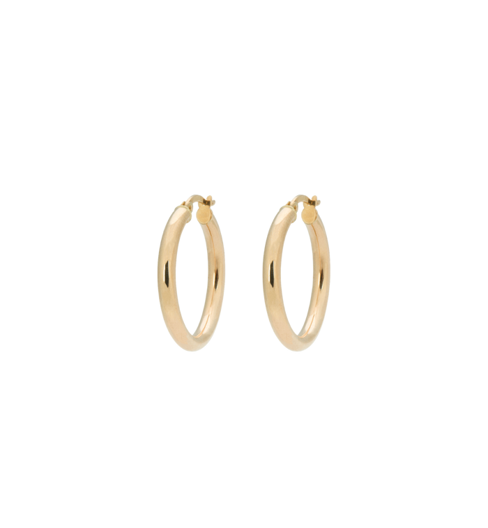 Anna Nina Classic Round Hoop Earrings (M) 14K