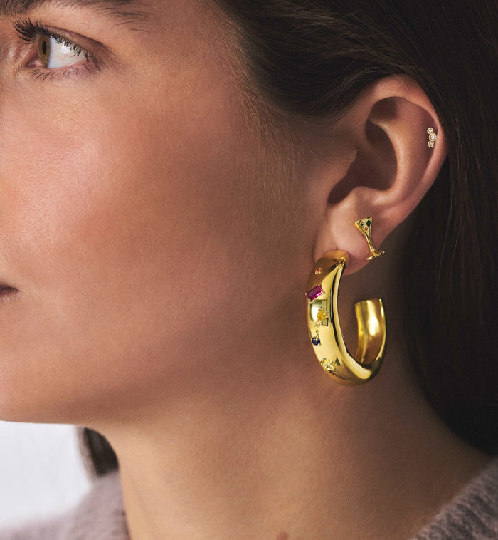 Anna Nina Cosmos Hoop Earrings Silver