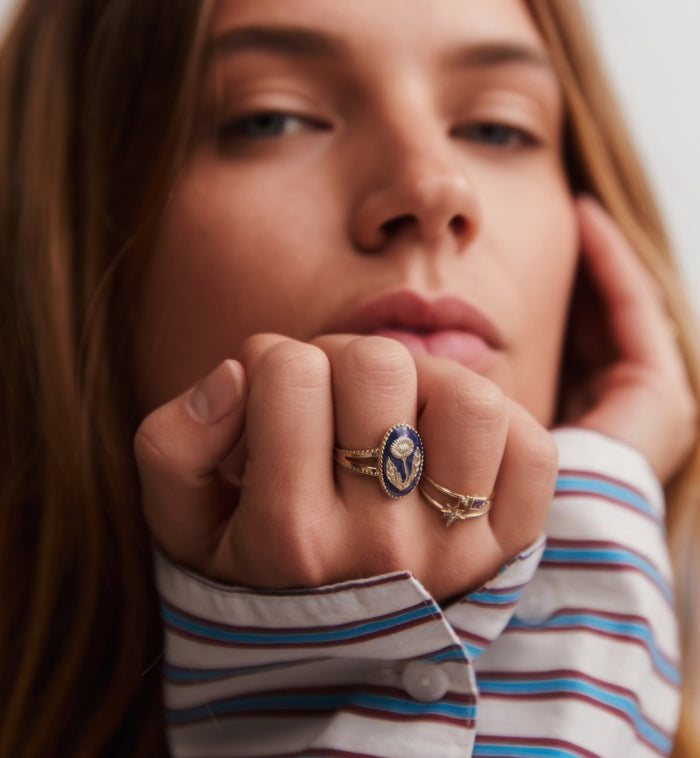 Anna Nina Dark Meadow Ring 14K Yellow Gold