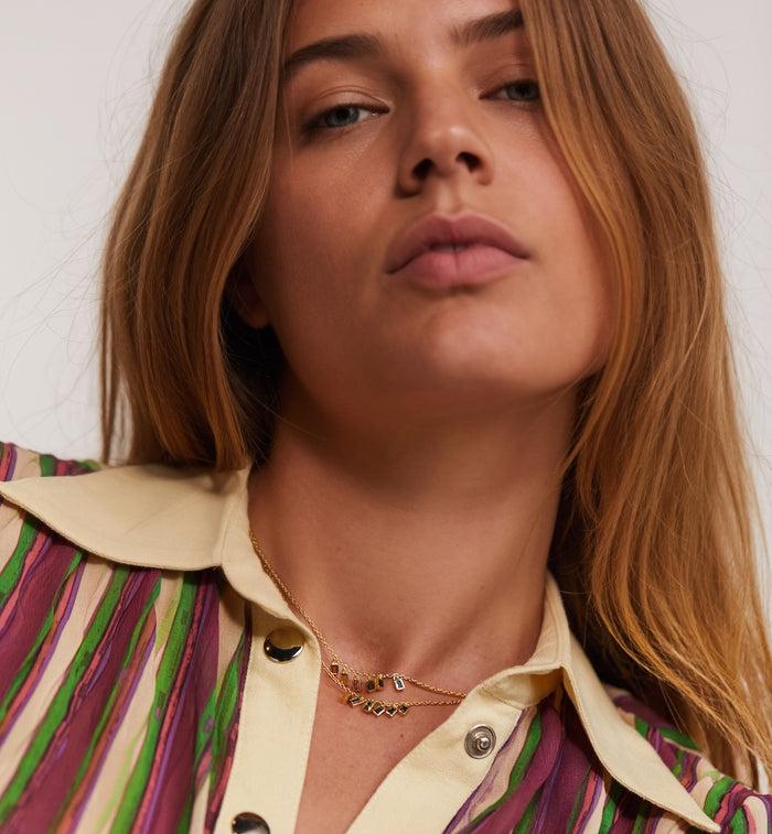 Anna Nina Drooping Rainbow Necklace 14K