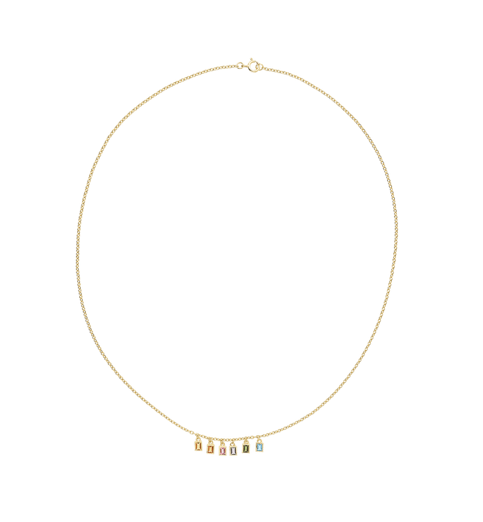 anna nina Drooping Rainbow Necklace 14K
