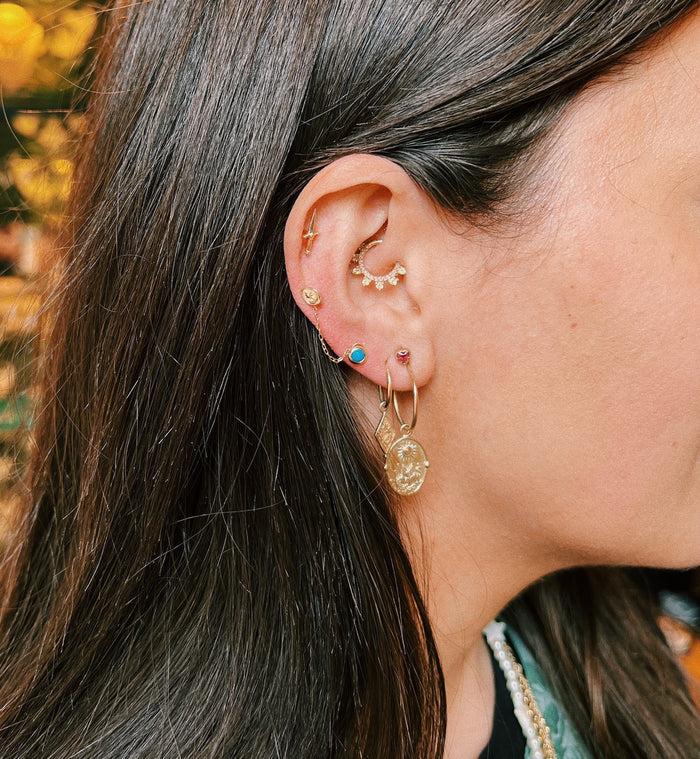 Anna Nina Duo Link Chain Charm Piercing 14K