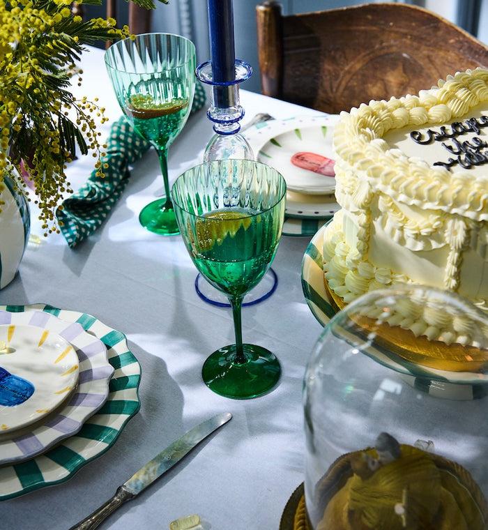 Anna Nina Faded Forest Green Wine Glass