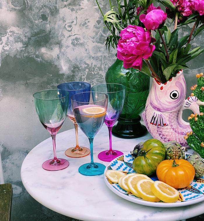 Anna Nina Faded Turquoise Wine Glass