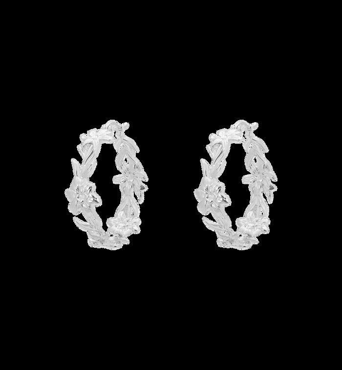 Anna Nina Flower Crown Hoop Earrings Gold Plated