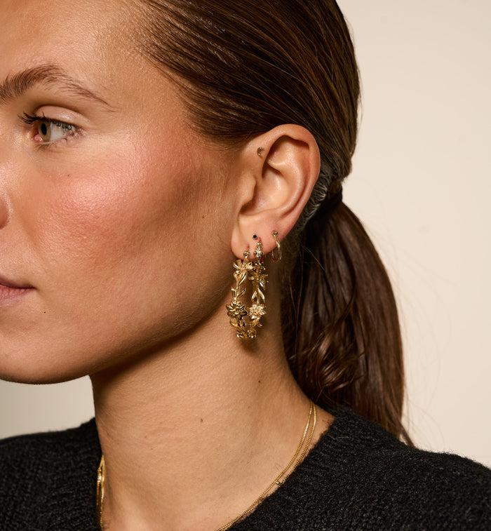 Anna Nina Flower Crown Hoop Earrings Gold Plated