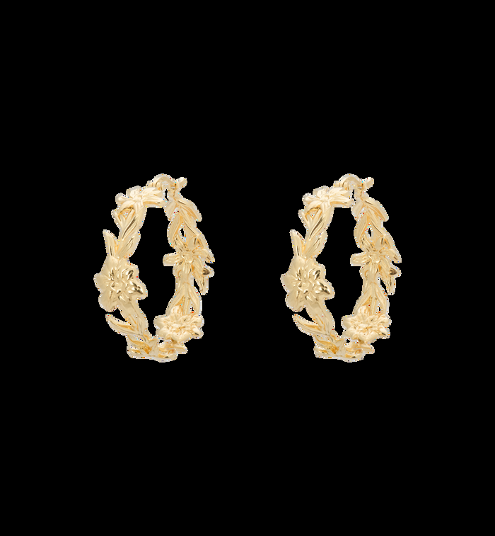 anna nina Flower Crown Hoop Earrings Gold Plated