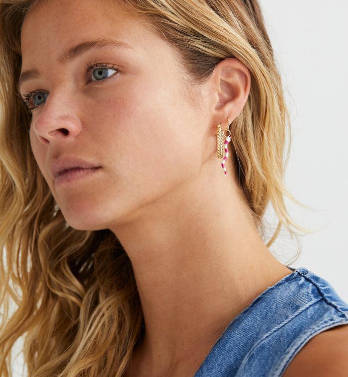 Anna Nina French Braid Hoop Earrings Gold Plated