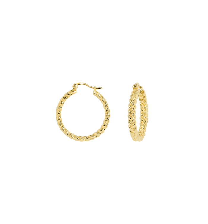 Anna Nina French Braid Hoop Earrings Gold Plated