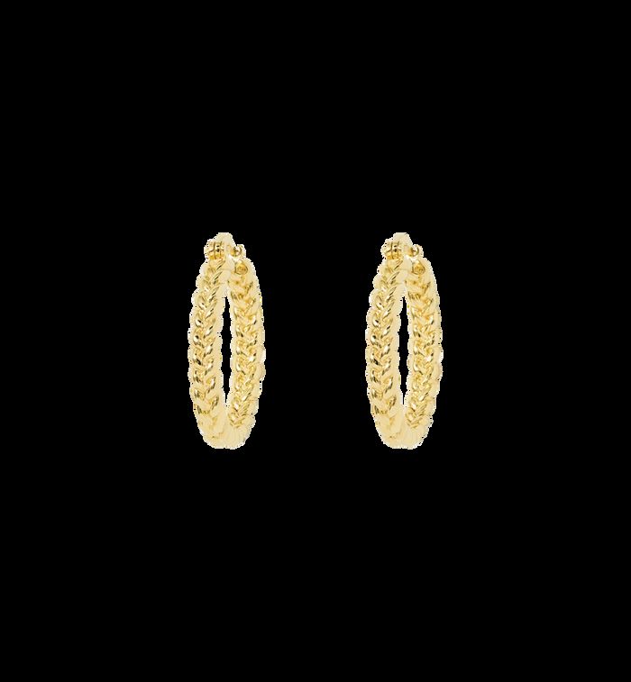 anna nina French Braid Hoop Earrings Gold Plated