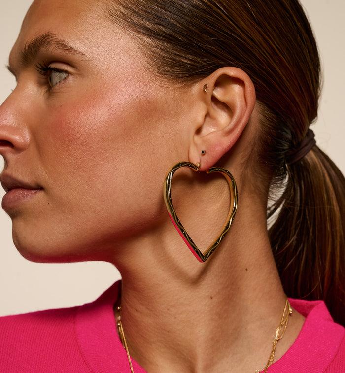 Anna Nina Funky Love Hoop Earrings Gold Plated