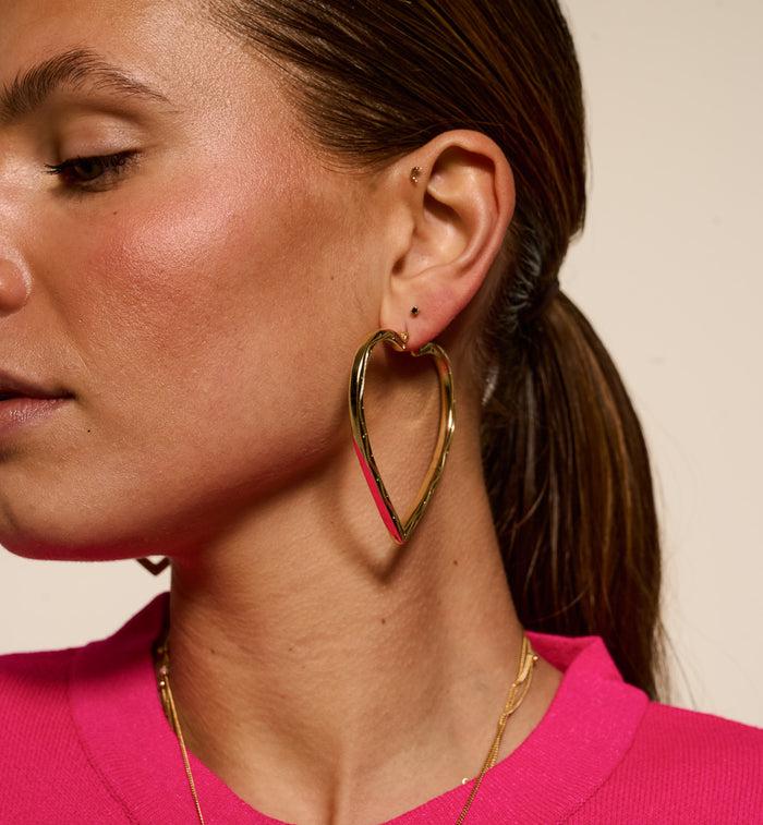 Anna Nina Funky Love Hoop Earrings Gold Plated