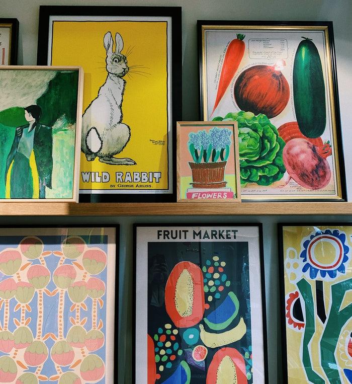 Anna Nina G&C Wild Rabbit Yellow Framed Artwork