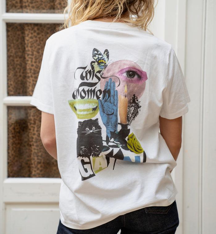 Anna Nina GANNI Basic Jersey Collage T-shirt White