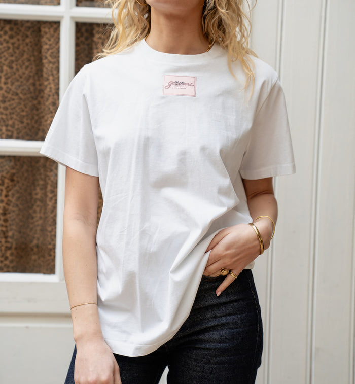 Anna Nina GANNI Basic Jersey Collage T-shirt White