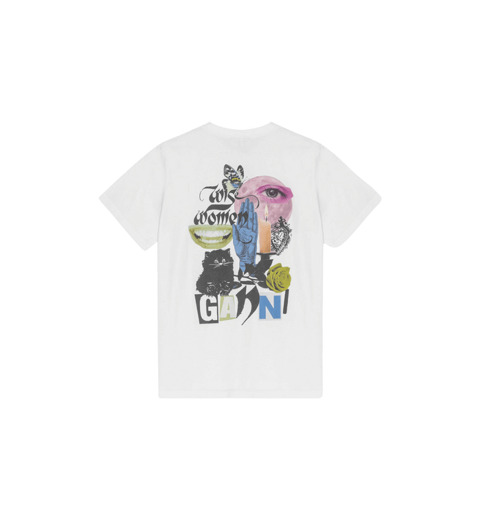 Anna Nina GANNI Basic Jersey Collage T-shirt White