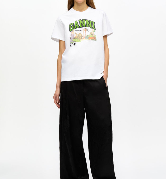 Anna Nina GANNI Basic Jersey Poppy T-shirt White