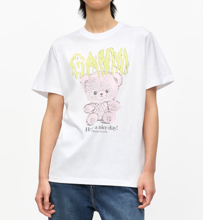 Anna Nina GANNI Basic Jersey Teddy T-shirt White