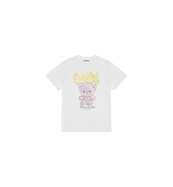 anna nina GANNI Basic Jersey Teddy T-shirt White