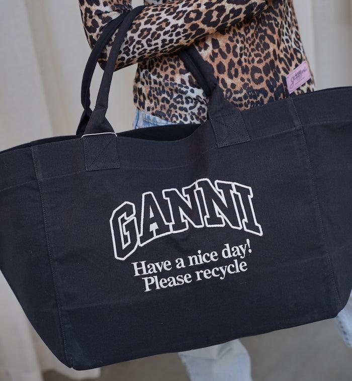 Anna Nina GANNI Black Oversized Canvas Tote Bag