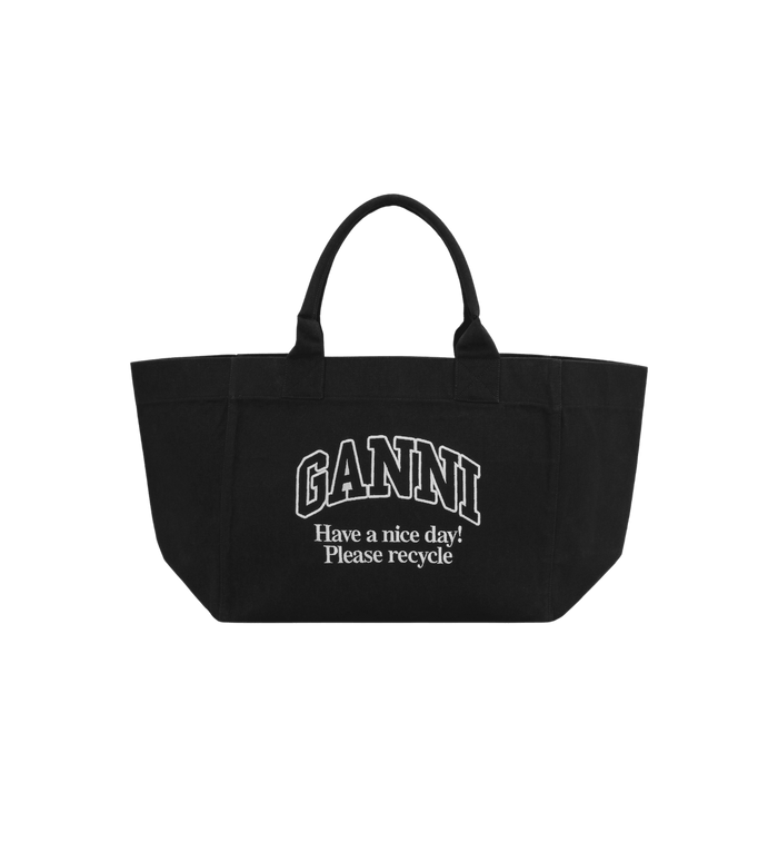 anna nina GANNI Black Oversized Canvas Tote Bag