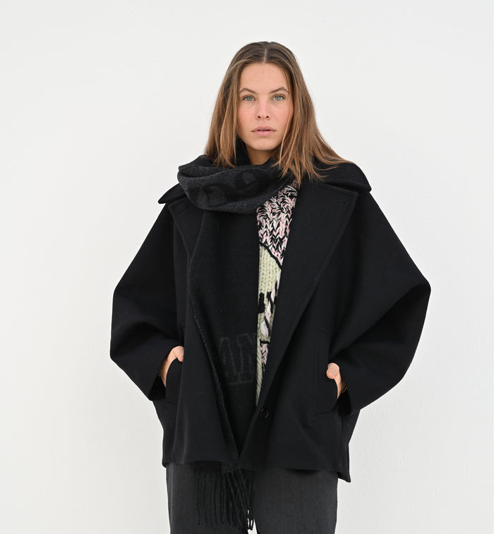 Anna Nina GANNI Black Please Recycle Scarf