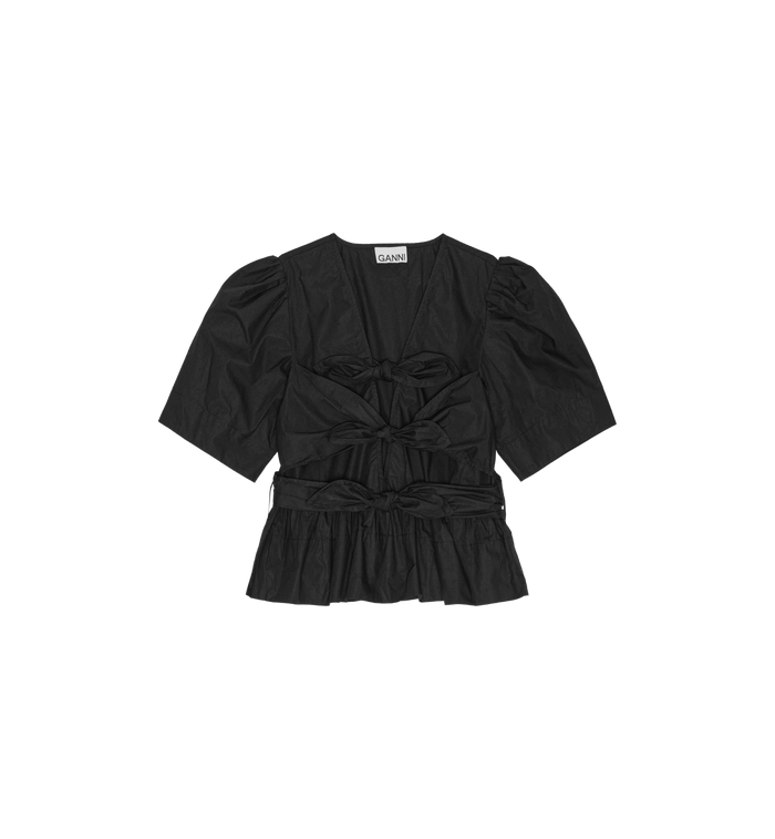 anna nina GANNI Black Tie Strap Blouse Black