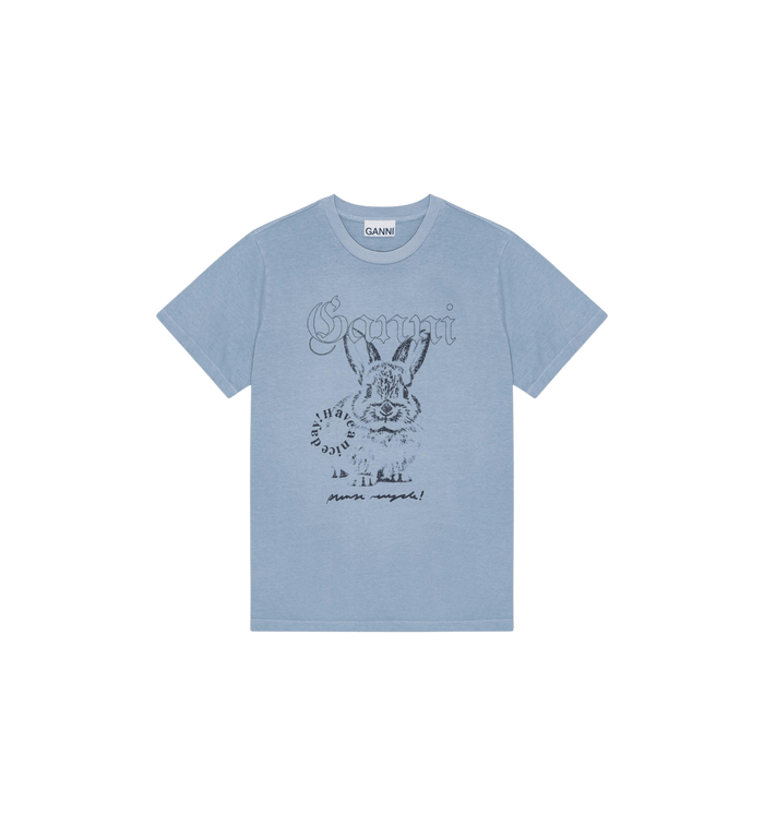 anna nina GANNI Blue Basic Jersey T-shirt Blue