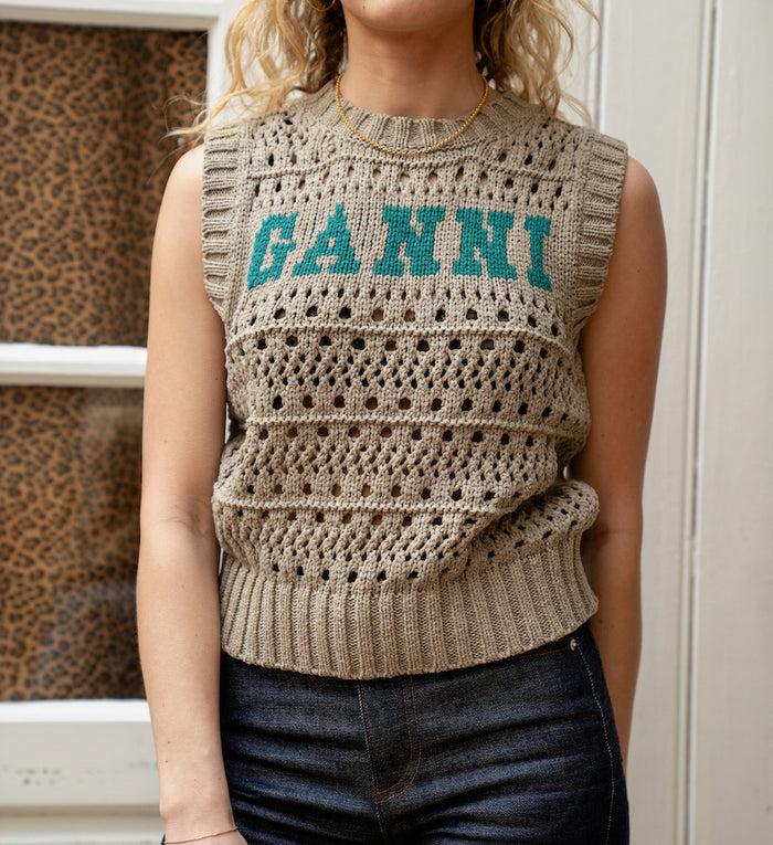 Anna Nina GANNI Cotton Mix Vest Grey