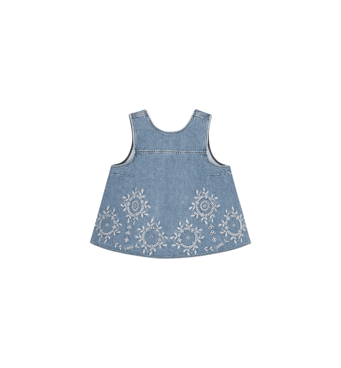 Anna Nina GANNI Denim Broderie Anglaise Top Blue