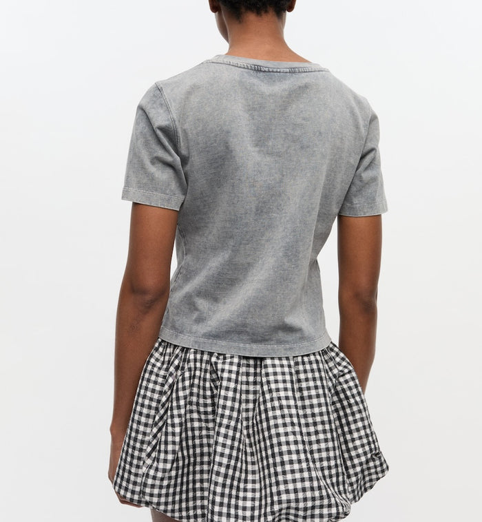 Anna Nina GANNI Jersey Heart Small T-Shirt Grey