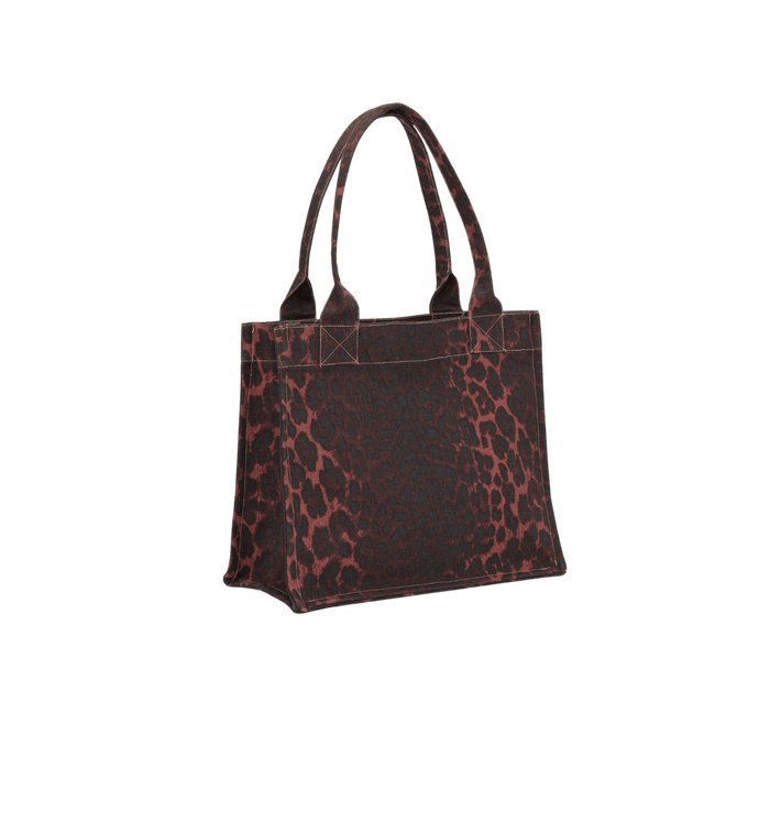 Anna Nina GANNI Red Leopard Canvas Tote Bag